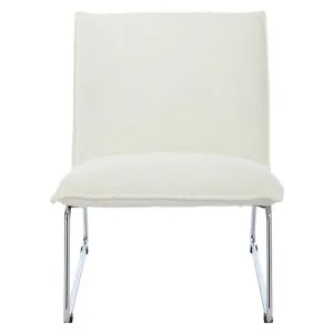 Liseby Boucle Fabric Lounge Chair, White / Chrome by Room Aura, a Chairs for sale on Style Sourcebook