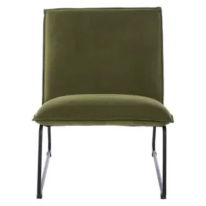 Liseby Velvet Fabric Lounge Chair, Olive / Black by Room Aura, a Chairs for sale on Style Sourcebook