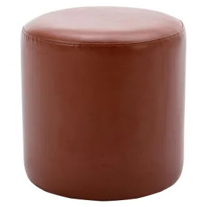 Rosabelle Leatherette Round Ottoman Stool, Tan by Room Aura, a Ottomans for sale on Style Sourcebook