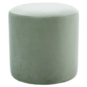 Rosabelle Velvet Fabric Round Ottoman Stool, Sage by Room Aura, a Ottomans for sale on Style Sourcebook