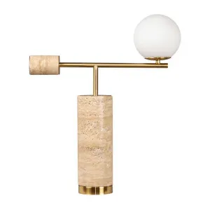 Zamora Travertine Table Lamp, Sand / Gold by Cozy Lighting & Living, a Table & Bedside Lamps for sale on Style Sourcebook