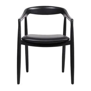 Astrid Ashwood Timber Carver Dining Chair, Leather Seat, Black by Cozy Lighting & Living, a Dining Chairs for sale on Style Sourcebook