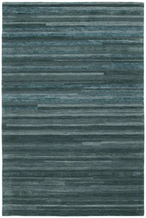 Linear Teal Wool Rug by Wild Yarn, a Contemporary Rugs for sale on Style Sourcebook