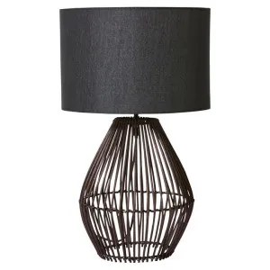 Eden Rattan Base Table Lamp, Charcoal by Elme Living, a Table & Bedside Lamps for sale on Style Sourcebook