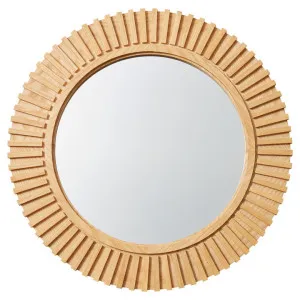 Beckett Wooden Frame Round Wall Mirror, 60cm, Natural by Elme Living, a Mirrors for sale on Style Sourcebook