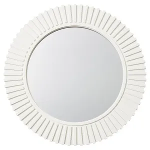 Beckett Wooden Frame Round Wall Mirror, 60cm, White by Elme Living, a Mirrors for sale on Style Sourcebook