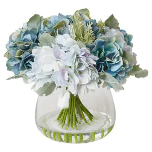 Elme Artificial Hydrangea Flower in Allira Vase, Soft Blue Flower by Elme Living, a Plants for sale on Style Sourcebook
