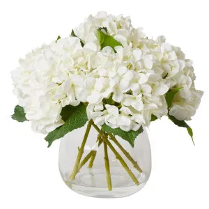 Elme Artificial Hydrangea Flower in Alma Vase, White Flower, 37cm by Elme Living, a Plants for sale on Style Sourcebook