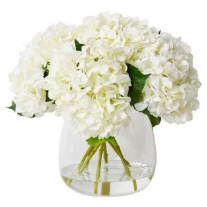 Elme Artificial Hydrangea Flower in Alma Vase, White Flower, 46cm by Elme Living, a Plants for sale on Style Sourcebook