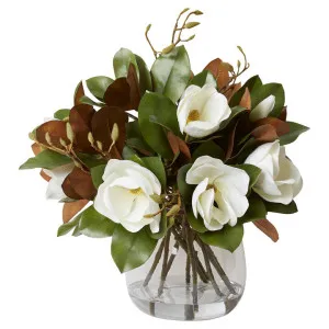 Elme Artificial Magnolia Flower & Bud Mix in Alma Vase, 73cm by Elme Living, a Plants for sale on Style Sourcebook