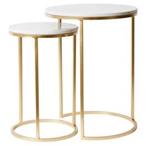 Marley 2 Piece Quartz Stone & Metal Round Nested Side Table Set by Elme Living, a Side Table for sale on Style Sourcebook