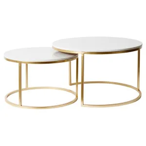 Marley 2 Piece Quartz Stone & Metal Round Nested Coffee Table Set, 70/60cm by Elme Living, a Coffee Table for sale on Style Sourcebook