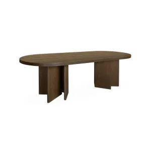 Roshan 2.4m Pill Shape Dining Table - Caramel Oak by Interior Secrets - AfterPay Available by Interior Secrets, a Dining Tables for sale on Style Sourcebook