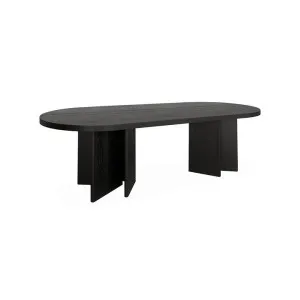 Roshan 2.4m Pill Shape Dining Table - Textured Espresso Black by Interior Secrets - AfterPay Available by Interior Secrets, a Dining Tables for sale on Style Sourcebook