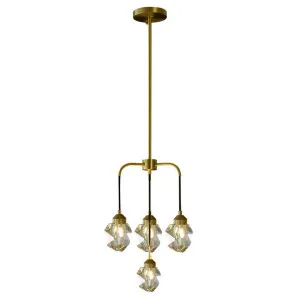 Gemma Brass & Crystal Chandelier, 4 Light by LumenSphere, a Chandeliers for sale on Style Sourcebook