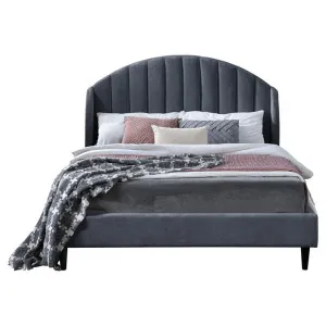 Smyril Fabric Platform Bed, Queen, Licorice by Woodland Furniture, a Beds & Bed Frames for sale on Style Sourcebook