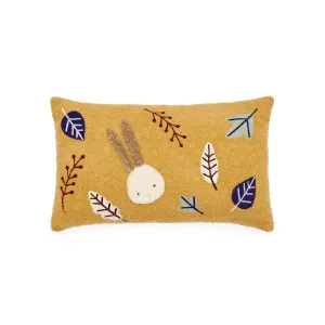 Yanil cushion cover in mustard bouclé with multicolour embroidered leaves, 30 x 50 cm by Kave Home, a Kids Cushions for sale on Style Sourcebook