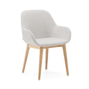 Konna chair in beige with solid ash wood legs in a natural finish by Kave Home, a Chairs for sale on Style Sourcebook