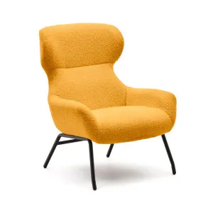 Belina armchair in mustard bouclé and steel with black finish by Kave Home, a Chairs for sale on Style Sourcebook