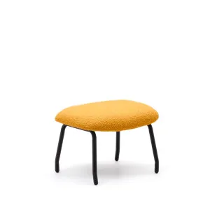 Belina footrest in mustard bouclé and steel with black finish by Kave Home, a Stools for sale on Style Sourcebook