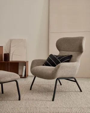 Belina chenille armchair in light brown and steel with black finish by Kave Home, a Chairs for sale on Style Sourcebook