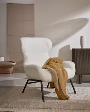 Belina armchair in white bouclé and steel with black finish by Kave Home, a Chairs for sale on Style Sourcebook