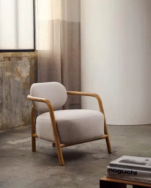 Melqui beige armchair in solid oak wood with a natural finish by Kave Home, a Chairs for sale on Style Sourcebook