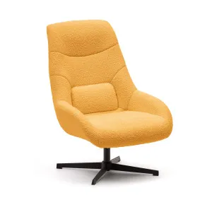Celida swivel armchair in mustard bouclé and steel with black finish by Kave Home, a Chairs for sale on Style Sourcebook