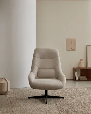 Celida swivel armchair in beige chenille and steel with black finish by Kave Home, a Chairs for sale on Style Sourcebook