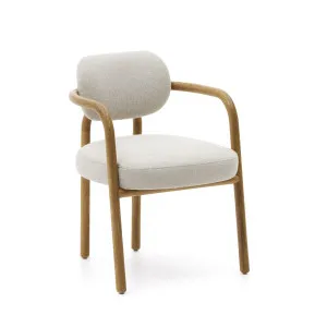 Melqui beige chair in solid oak wood a natural finish by Kave Home, a Dining Chairs for sale on Style Sourcebook