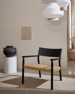 Yalia armchair in solid oak with a black finish and paper rope seat FSC 100% by Kave Home, a Chairs for sale on Style Sourcebook
