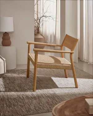 Yalia armchair in natural solid oak with  paper rope seat FSC 100% by Kave Home, a Chairs for sale on Style Sourcebook