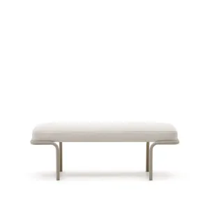 Compo bench in beige chenille and grey metal structure, 130 cm by Kave Home, a Benches for sale on Style Sourcebook