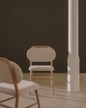 Helda chair in beige chenille and solid oak wood FSC Mix Credit by Kave Home, a Dining Chairs for sale on Style Sourcebook