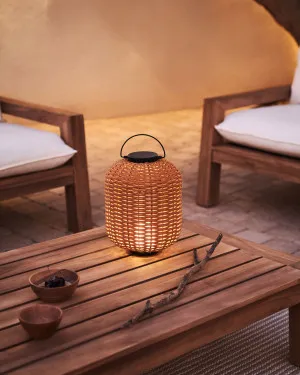 Saranella portable table lamp in brown faux rattan by Kave Home, a Outdoor Lighting for sale on Style Sourcebook