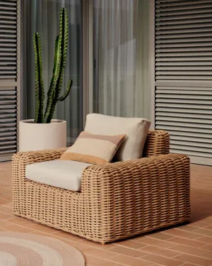 Portlligat polyrattan outdoor armchair in a natural finish by Kave Home, a Outdoor Chairs for sale on Style Sourcebook