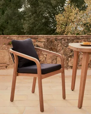 Malaret stackable chair in solid eucalyptus and black cord, FSC by Kave Home, a Outdoor Chairs for sale on Style Sourcebook