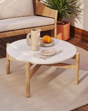 Pola solid eucalyptus wood and cement coffee table, Ø 84,4 cm FSC by Kave Home, a Tables for sale on Style Sourcebook