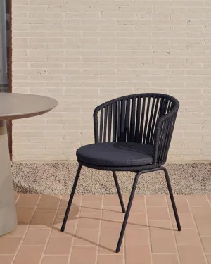 Saconca outdoor chair with cord and black galvanised steel by Kave Home, a Outdoor Chairs for sale on Style Sourcebook