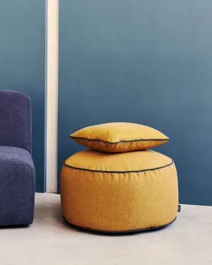 Viera pouffe in mustard with blue edges, Ø 60 cm by Kave Home, a Stools for sale on Style Sourcebook