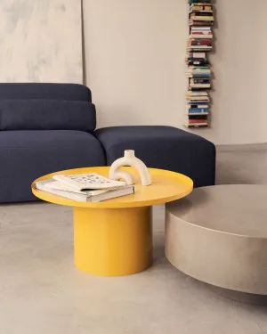 Fleksa round coffee table in mustard metal, Ø 72 cm by Kave Home, a Coffee Table for sale on Style Sourcebook