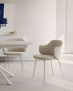 Yunia chair in beige with steel legs in a painted beige finish by Kave Home, a Dining Chairs for sale on Style Sourcebook