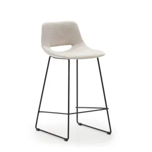 Zahara beige stool with steel in a black finish, height 65 cm by Kave Home, a Bar Stools for sale on Style Sourcebook