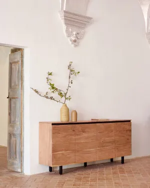 Uxue solid acacia wood 4 door sideboard in a natural finish, 200 x 88 cm by Kave Home, a Sideboards, Buffets & Trolleys for sale on Style Sourcebook