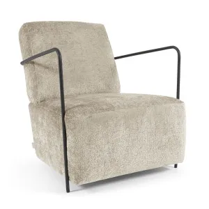 Gamer armchair in beige chenille and metal with black finish by Kave Home, a Chairs for sale on Style Sourcebook