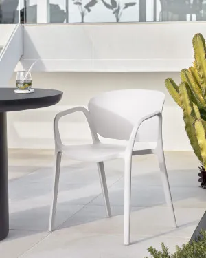 Ania stackable white garden chair by Kave Home, a Outdoor Chairs for sale on Style Sourcebook