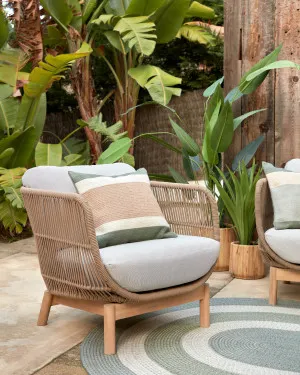 Catalina armchair made with beige rope and FSC solid acacia wood by Kave Home, a Outdoor Chairs for sale on Style Sourcebook