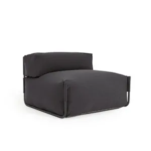 Square modular 100% outdoor sofa pouffe w/ backrest, dark grey, black aluminium, 101x101cm by Kave Home, a Tables for sale on Style Sourcebook