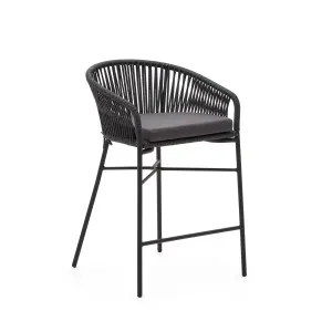 Yanet rope stool in black 65 cm in height by Kave Home, a Tables for sale on Style Sourcebook