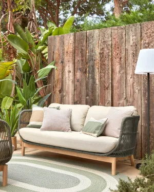 Catalina 3 seater sofa made with green cord and solid acacia wood, 170 cm FSC 100% by Kave Home, a Outdoor Sofas for sale on Style Sourcebook